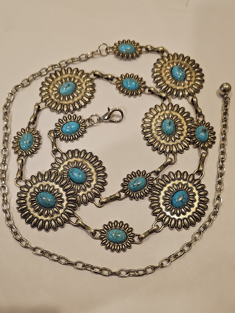 Turquoise Floral Concho Waist Belt - Women Jewelry